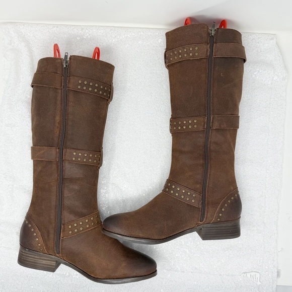 Reba Women’s Brown Studded Knee High Riding Boots Size 9 - Picture 11 of 16